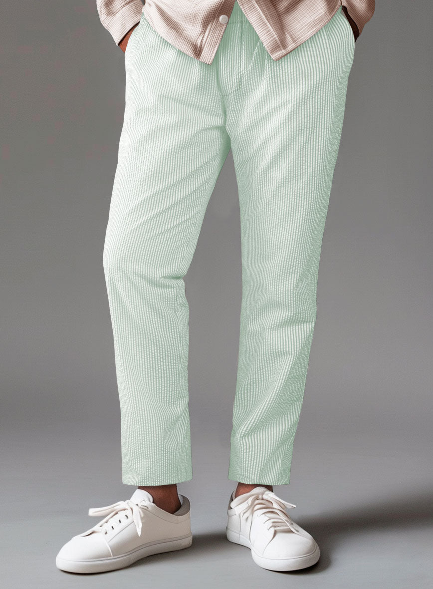 Easy Pants Light Green Seersucker - StudioSuits