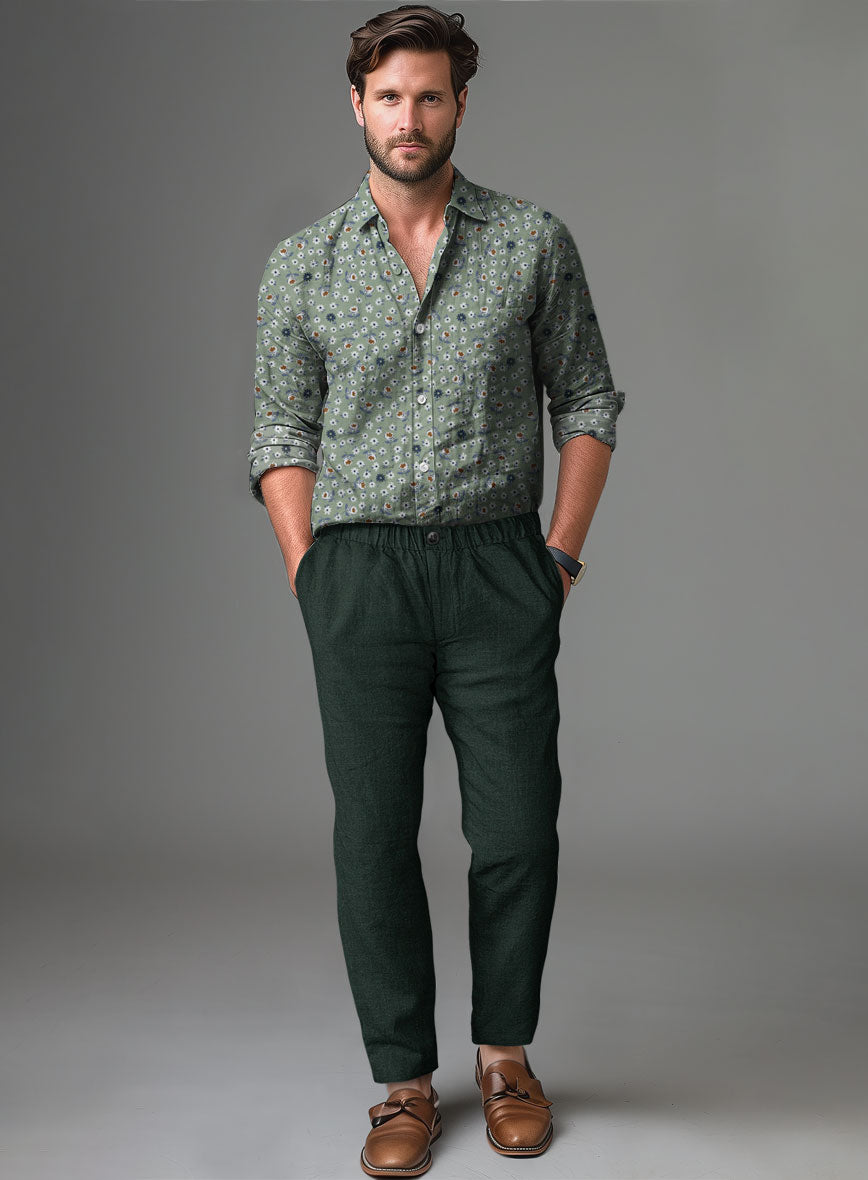 Easy Pants Martini Green Pure Linen - StudioSuits