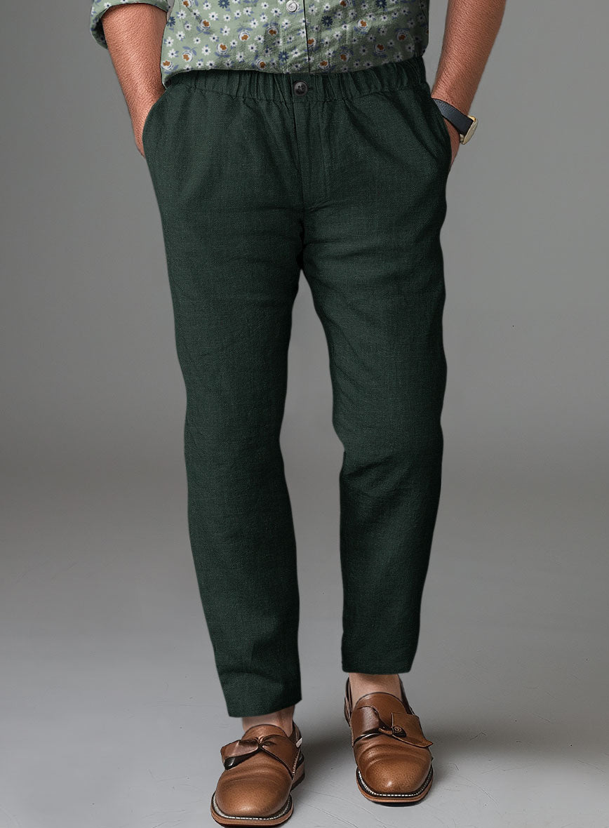 Easy Pants Martini Green Pure Linen - StudioSuits