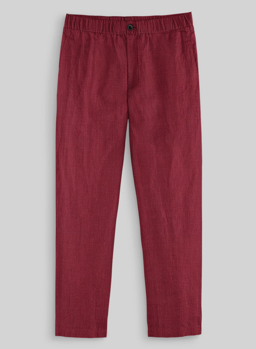 Easy Pants Moscow Maroon Pure Linen - StudioSuits