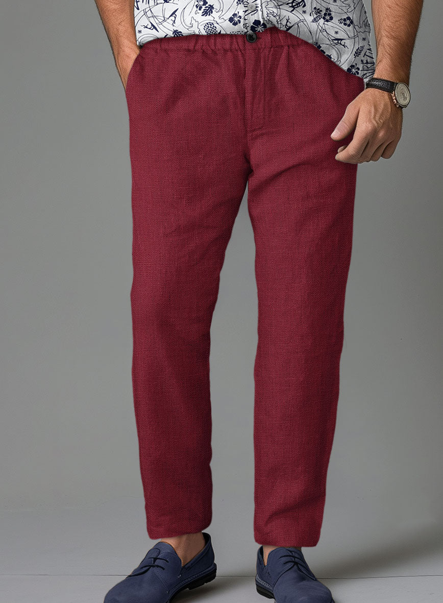 Easy Pants Moscow Maroon Pure Linen - StudioSuits