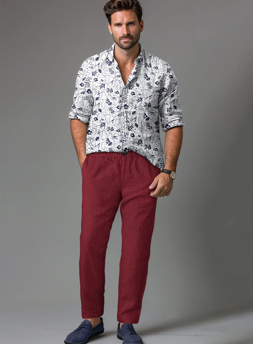 Easy Pants Moscow Maroon Pure Linen - StudioSuits