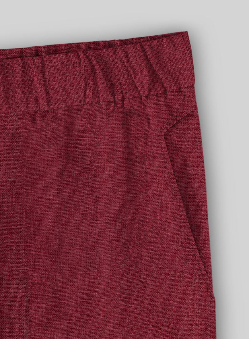 Easy Pants Moscow Maroon Pure Linen - StudioSuits