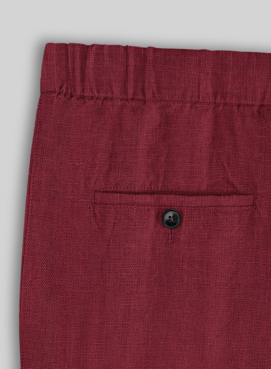 Easy Pants Moscow Maroon Pure Linen - StudioSuits