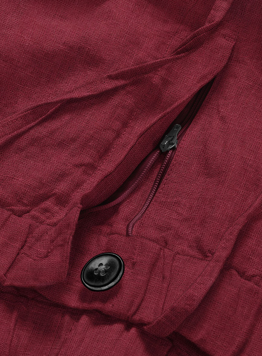 Easy Pants Moscow Maroon Pure Linen - StudioSuits