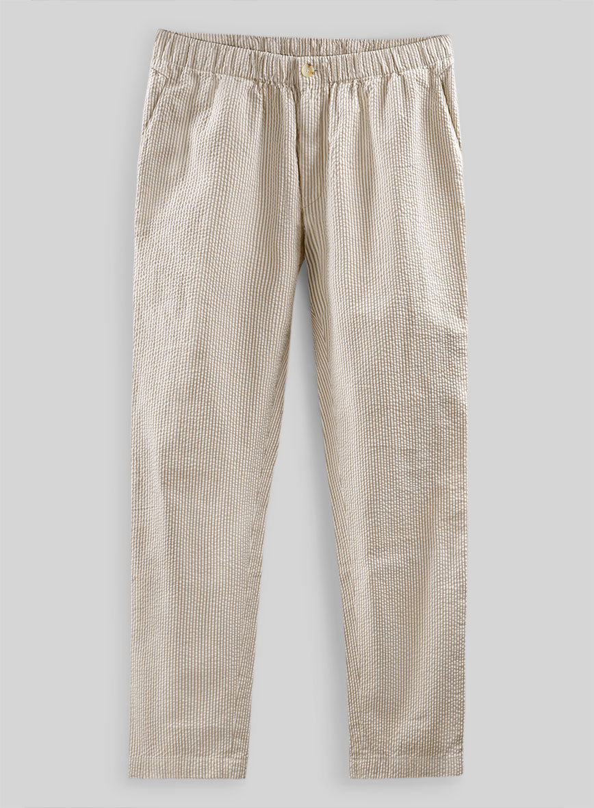 Easy Pants Tan Seersucker - StudioSuits