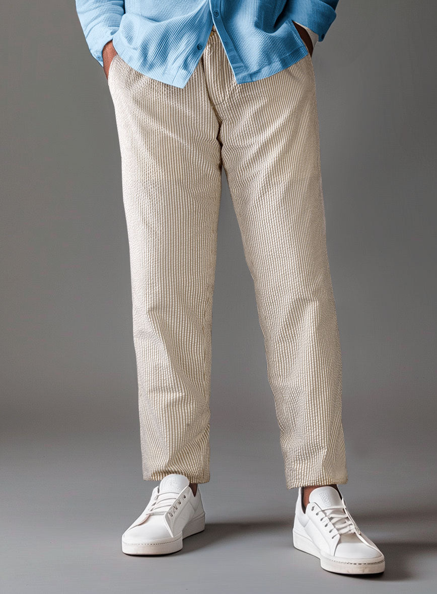 Easy Pants Tan Seersucker - StudioSuits