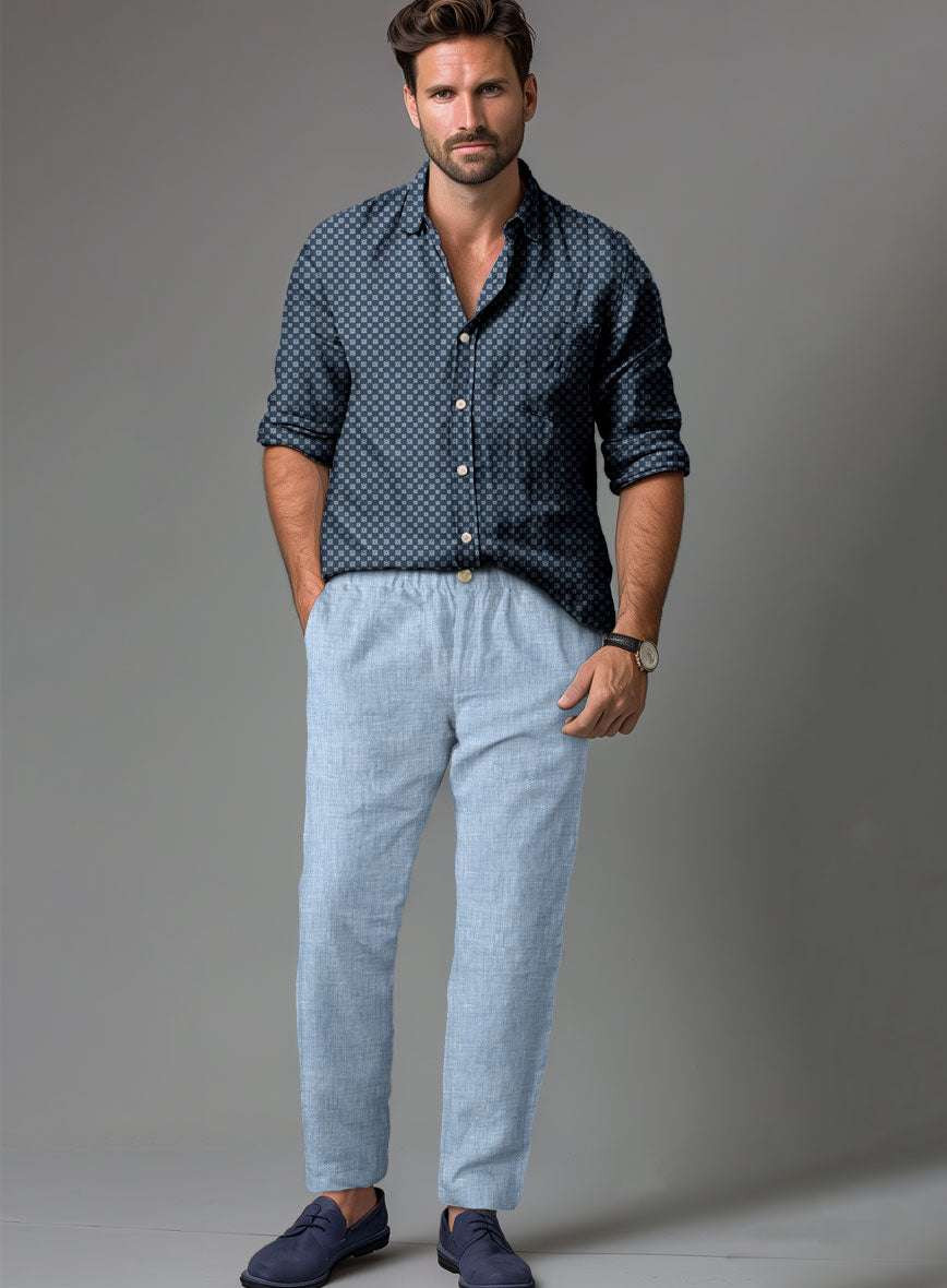 Easy Pants Tropical Blue Pure Linen - StudioSuits