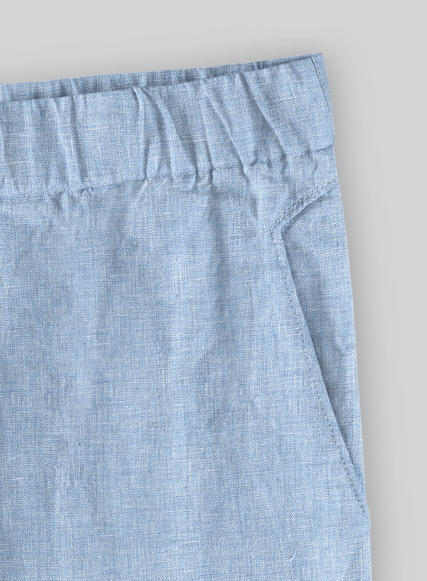 Easy Pants Tropical Blue Pure Linen - StudioSuits