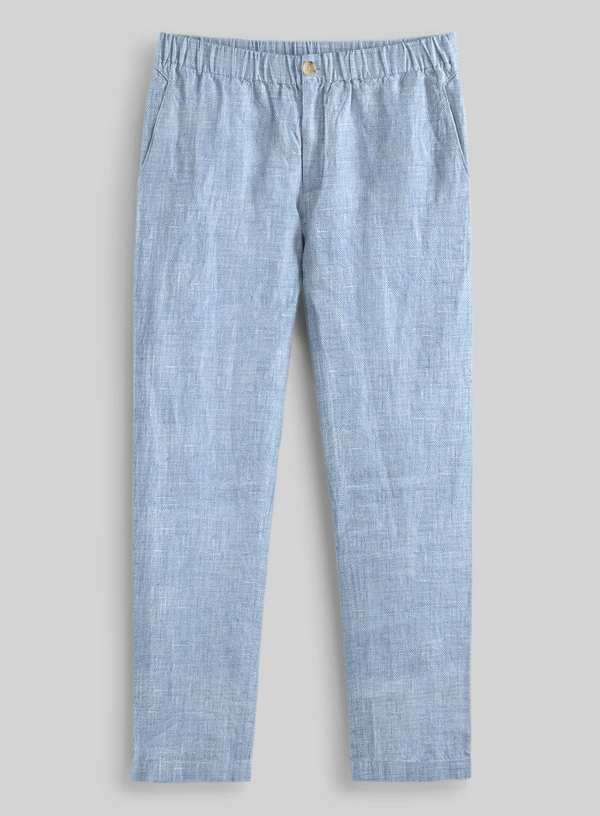 Easy Pants Tropical Blue Pure Linen - StudioSuits