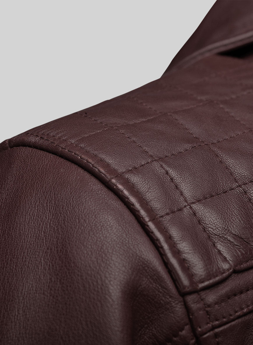 Emberstrike Burgundy Biker Leather Jacket - StudioSuits