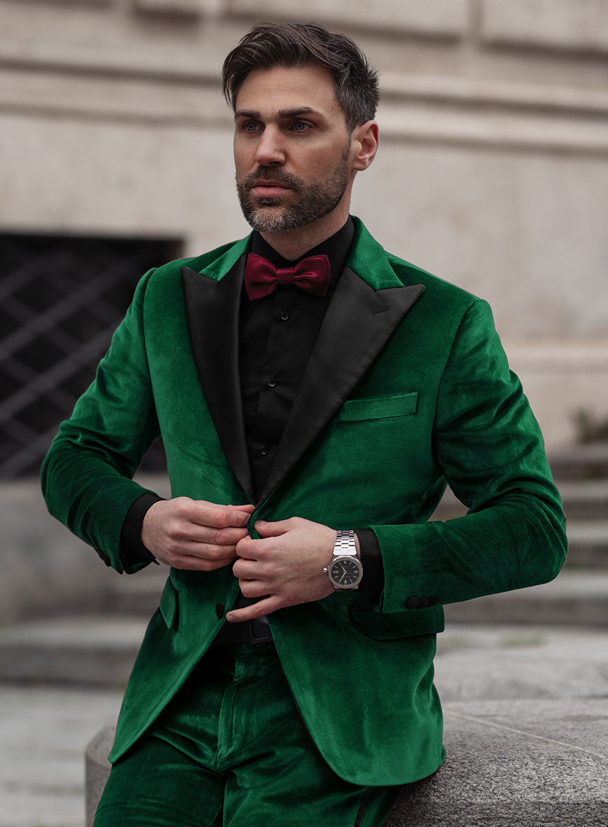 Emerald Green Velvet Tuxedo Jacket - StudioSuits