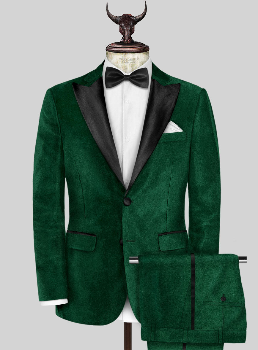 Emerald Green Velvet Tuxedo Suit - StudioSuits