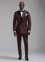 Enigma Wine Double Breasted Tuxedo Suit - StudioSuits