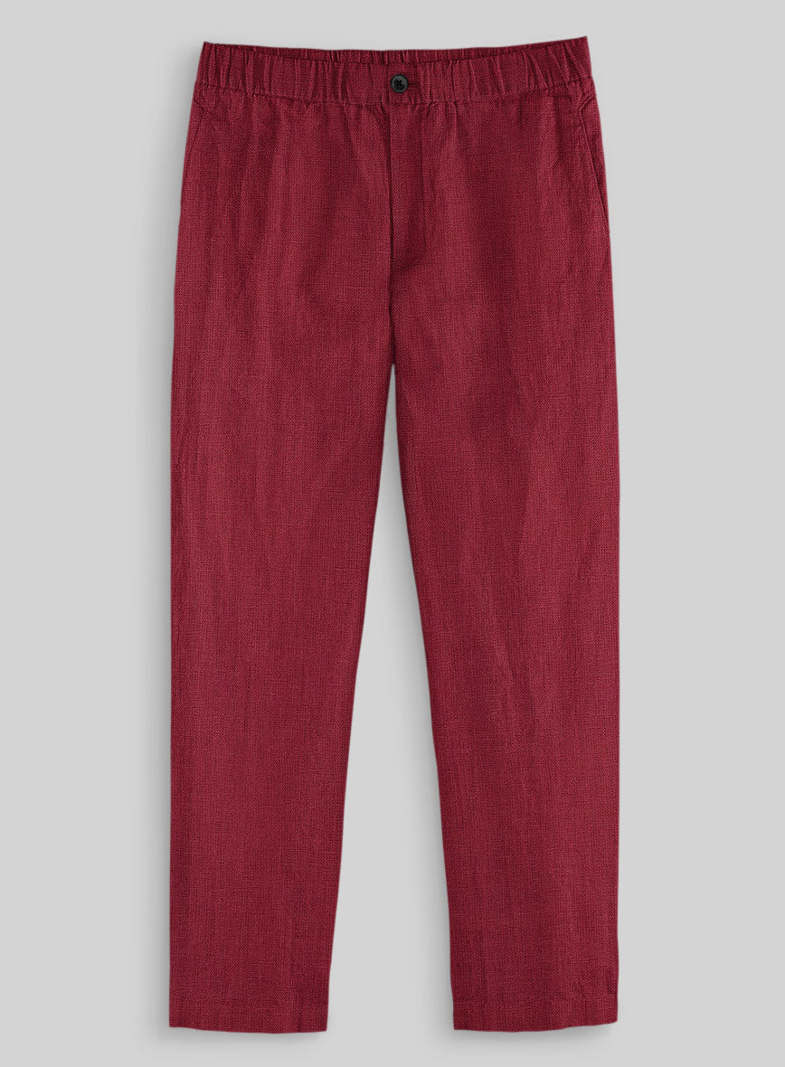 Easy Pants Moscow Maroon Linen - StudioSuits