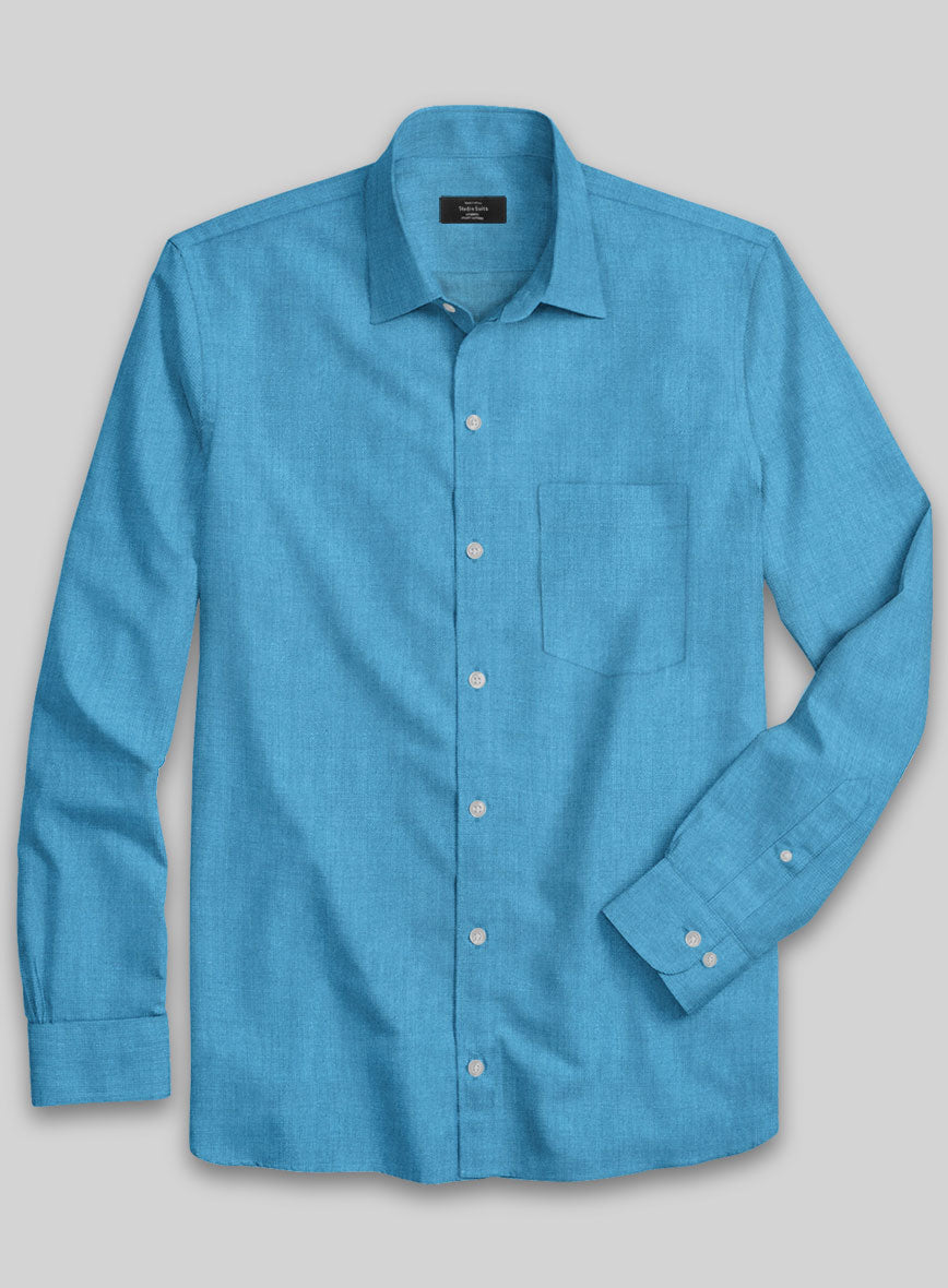 European Blue Linen Shirt - StudioSuits