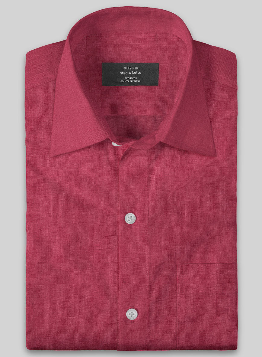 European Melon Red Linen Shirt - StudioSuits