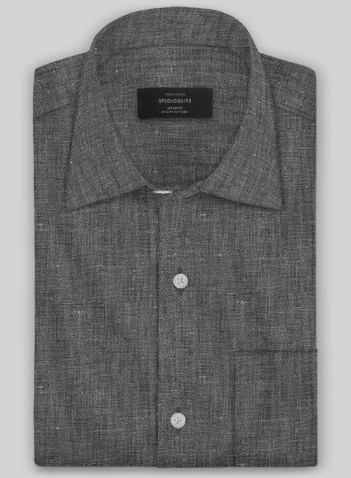 European Ash Gray Linen Shirt - StudioSuits