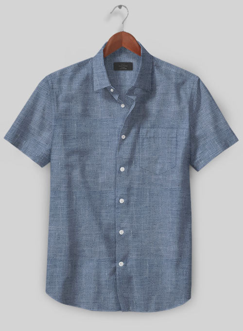 European Dusk Blue Linen Shirt – StudioSuits