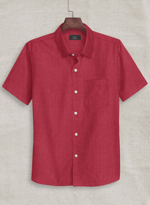 European Melon Red Linen Shirt – StudioSuits