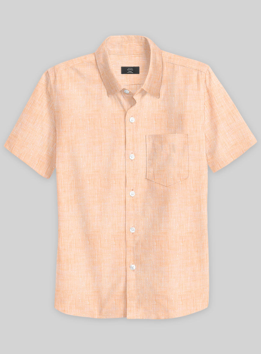 European Pale Orange Linen Shirt - StudioSuits