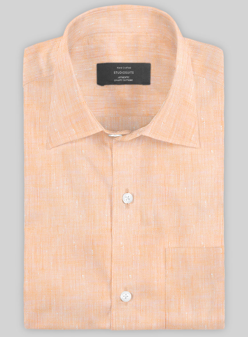 European Pale Orange Linen Shirt - StudioSuits