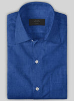 European Sapphire Blue Linen Shirt - StudioSuits