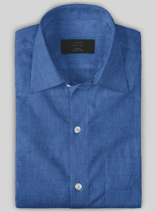 European Sapphire Blue Linen Shirt