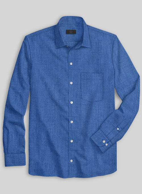 European Sapphire Blue Linen Shirt