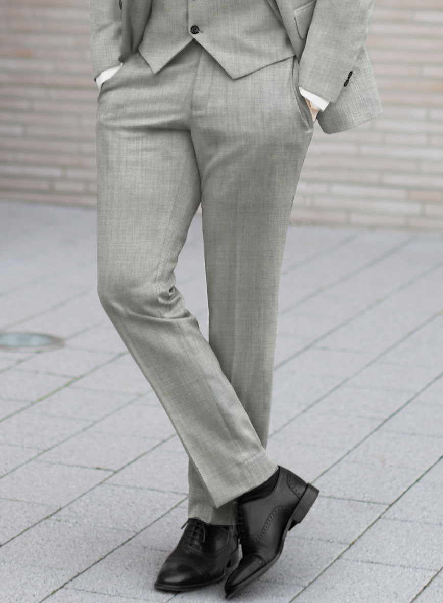 Fresco Light Gray Wool Pants - StudioSuits