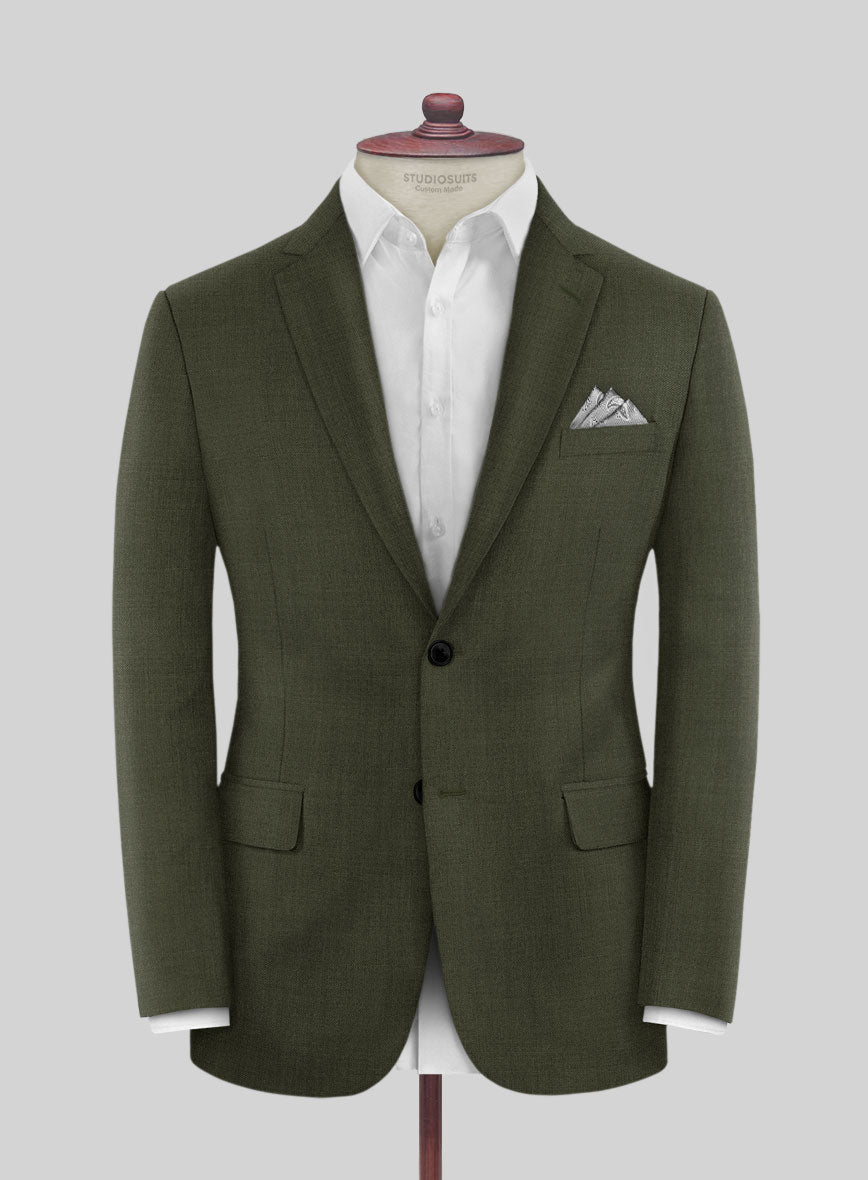 Fresco Olive Wool Jacket - StudioSuits