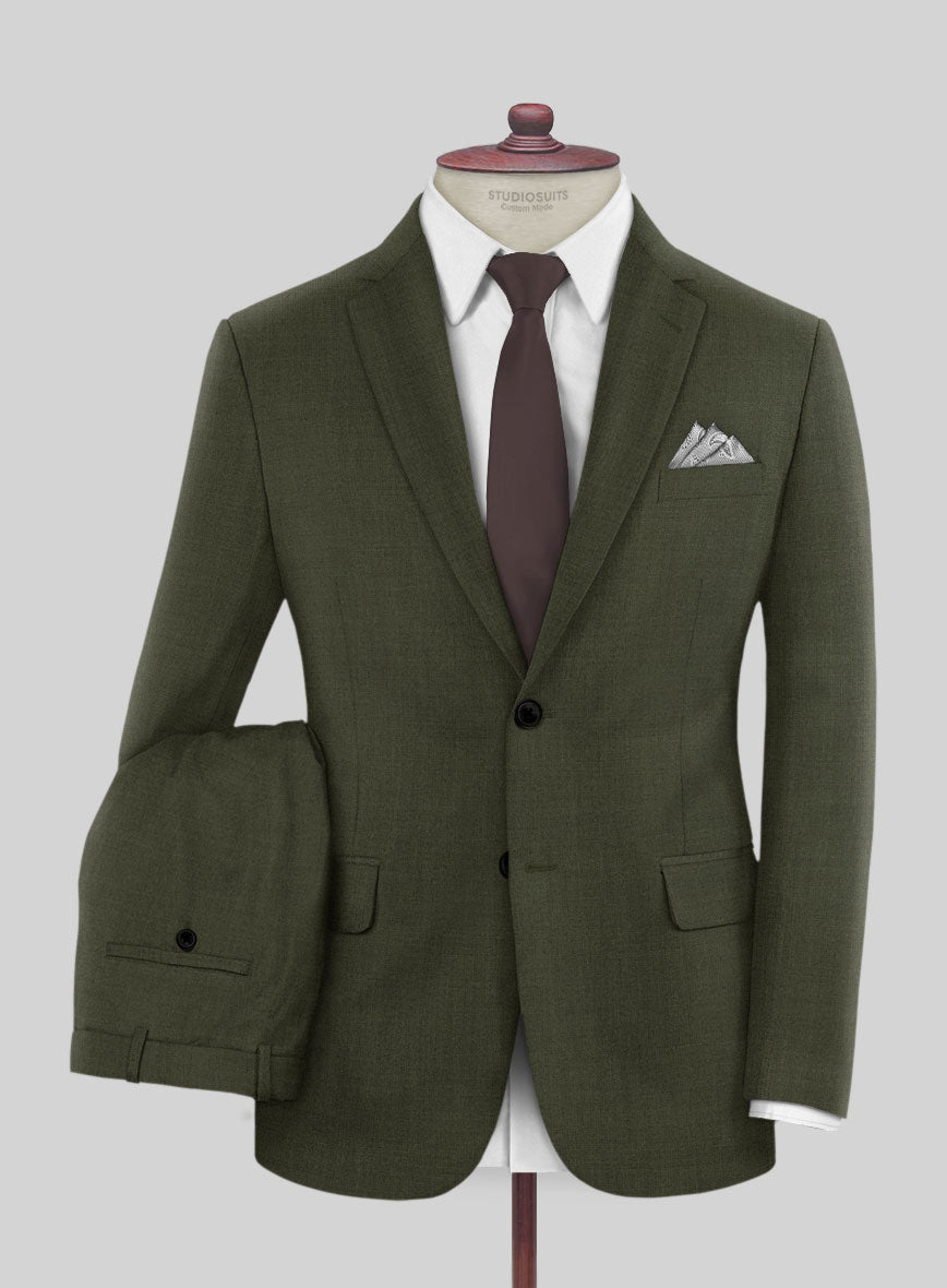 Fresco Olive Wool Suit - StudioSuits