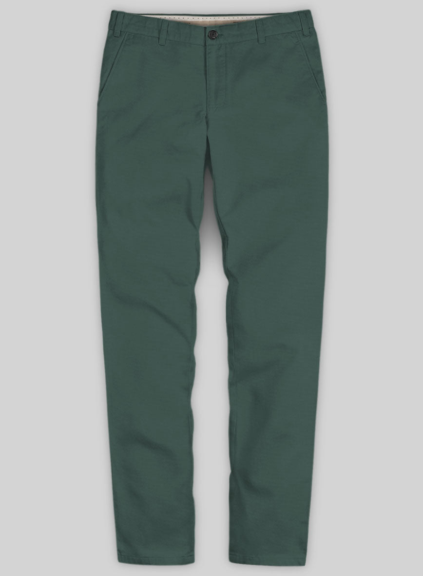 Washed Gallo Green Cotton Stretch Chino Pants - StudioSuits