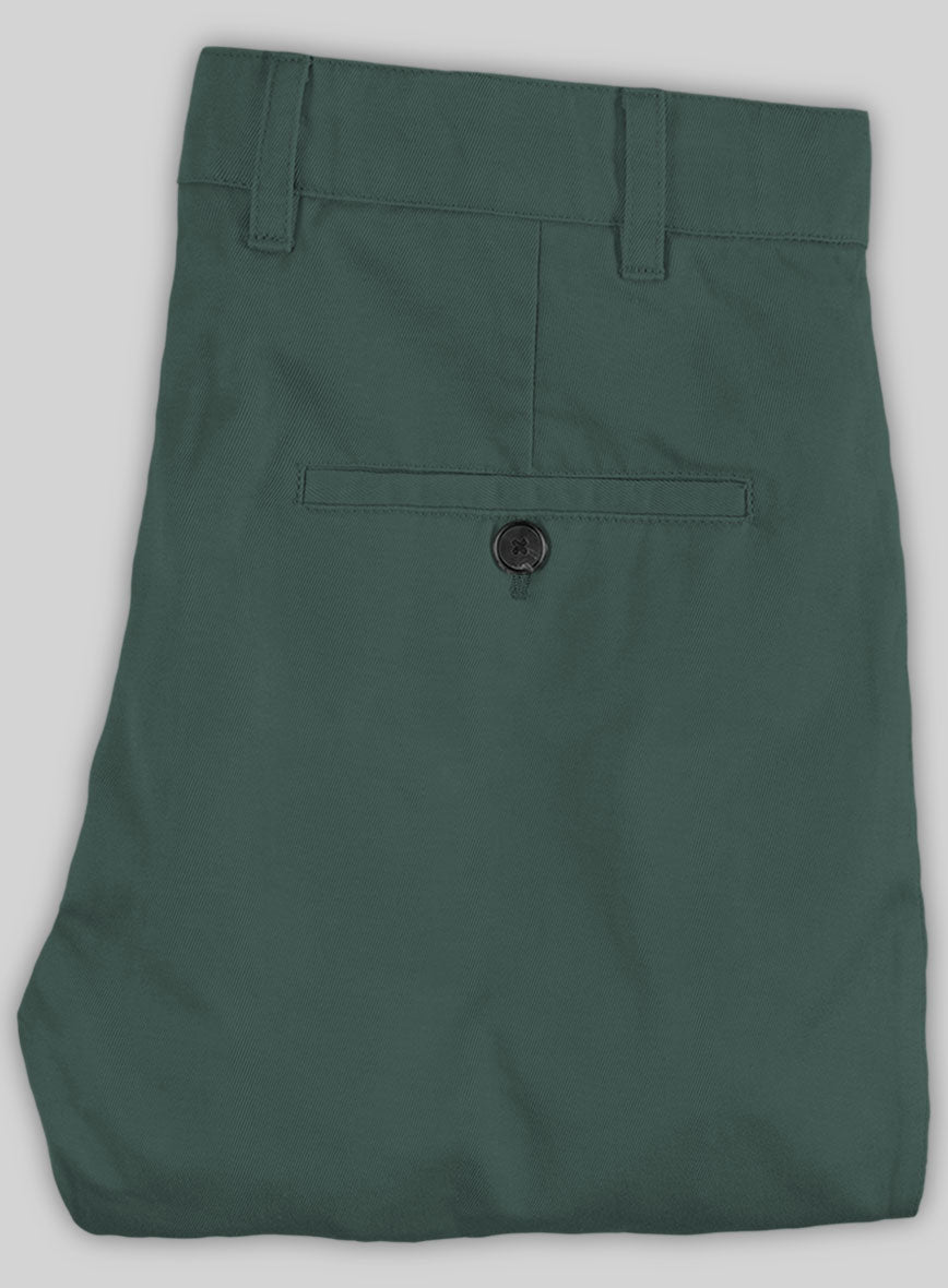 Washed Gallo Green Cotton Stretch Chino Pants - StudioSuits