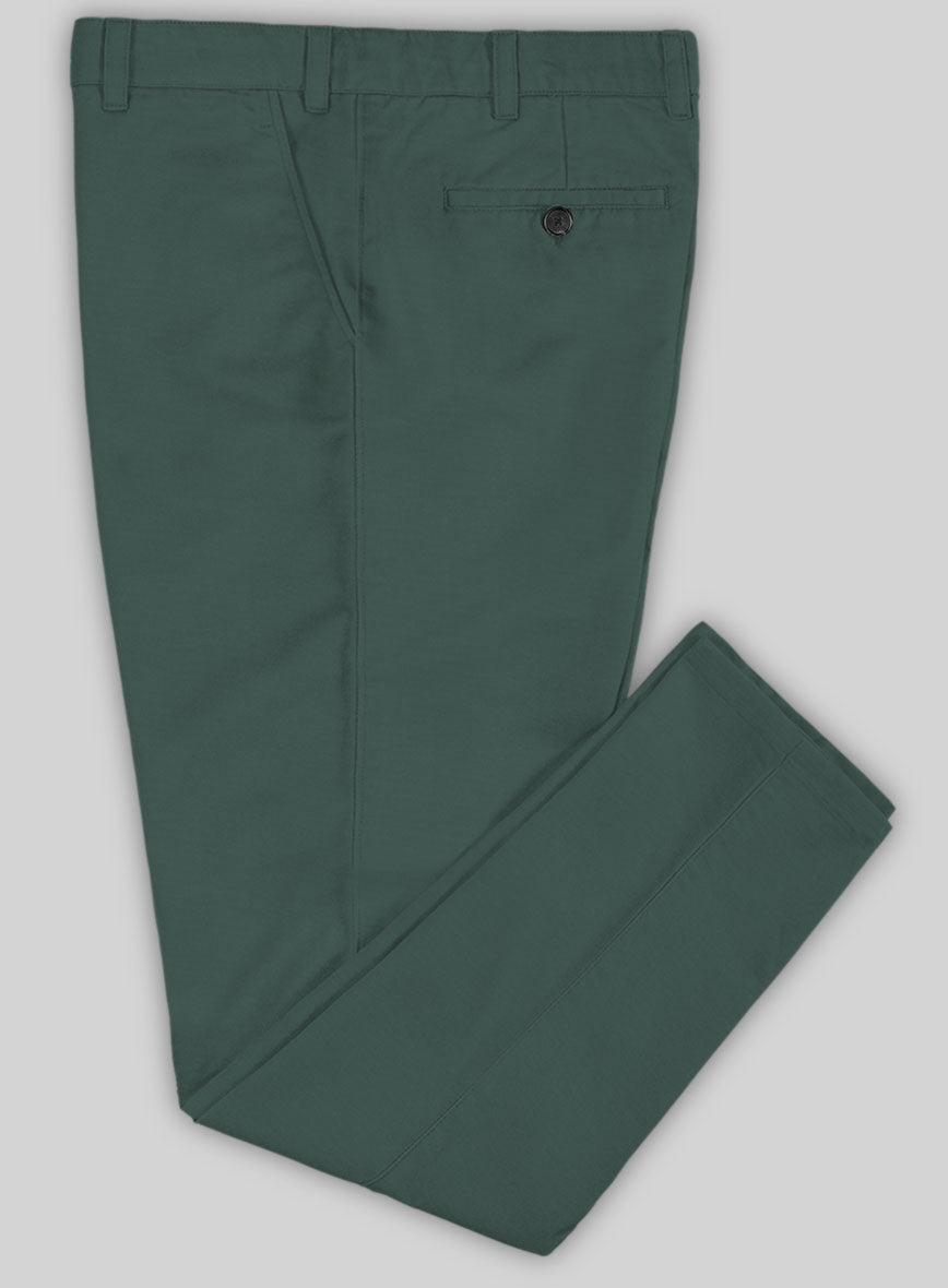 Washed Gallo Green Cotton Stretch Chino Pants - StudioSuits