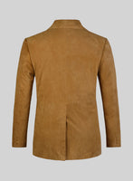 Ginger Brown Suede Leather Pea Coat - StudioSuits