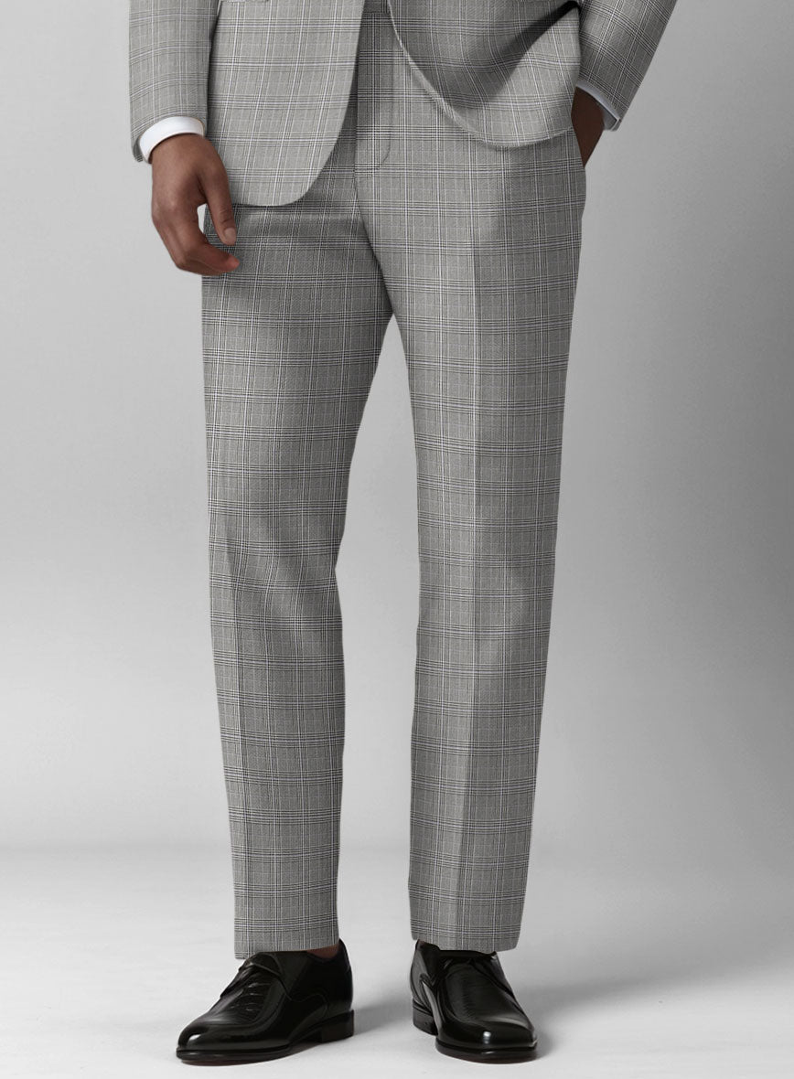 Glen Wool Light Gray Pants - StudioSuits