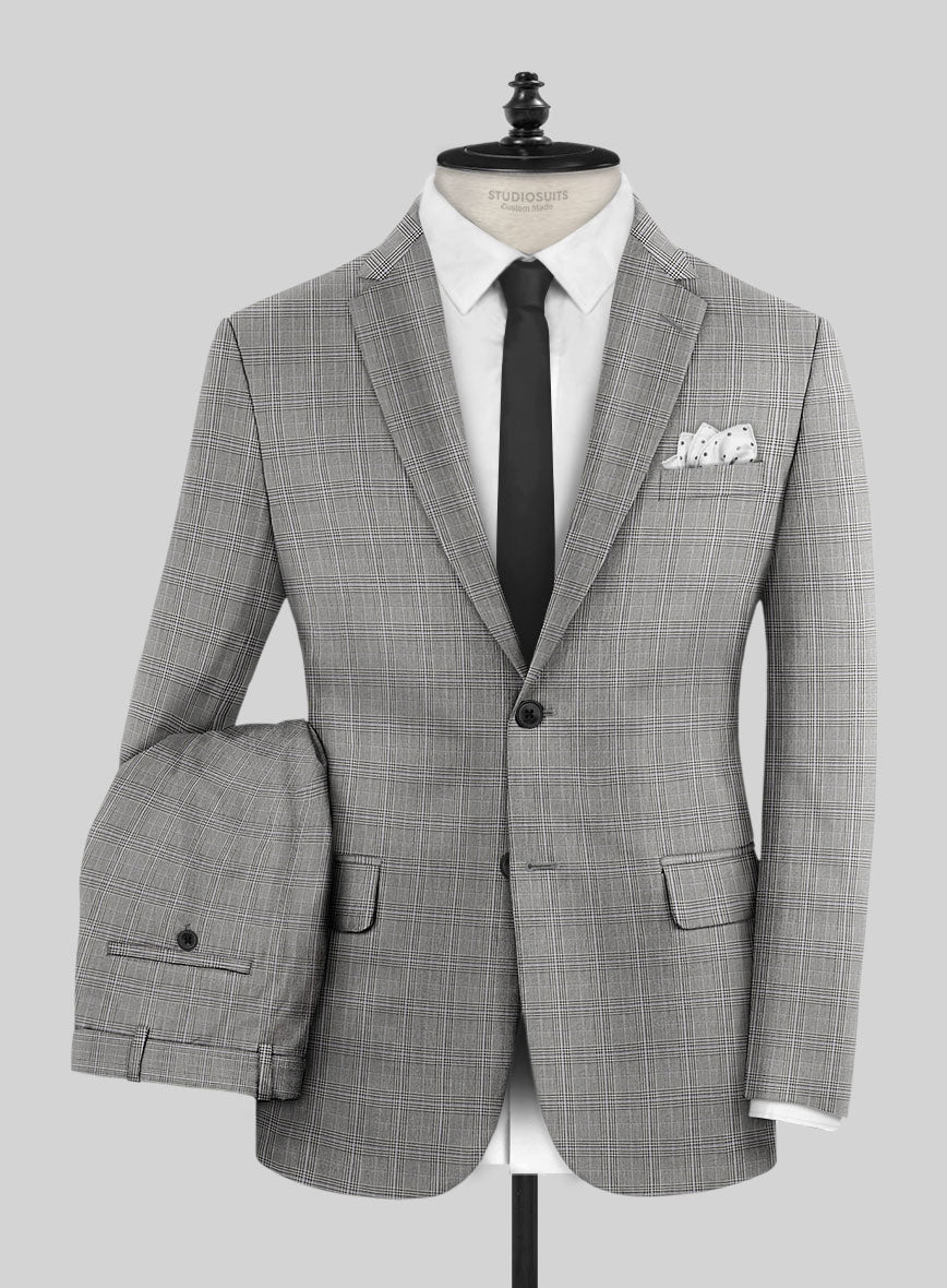 Glen Wool Light Gray Suit - StudioSuits