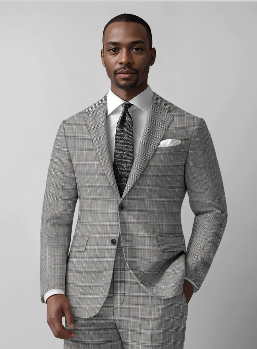 Glen Wool Light Gray Suit - StudioSuits