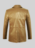 Gold Leather Pea Coat - StudioSuits