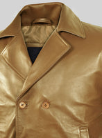 Gold Leather Pea Coat - StudioSuits