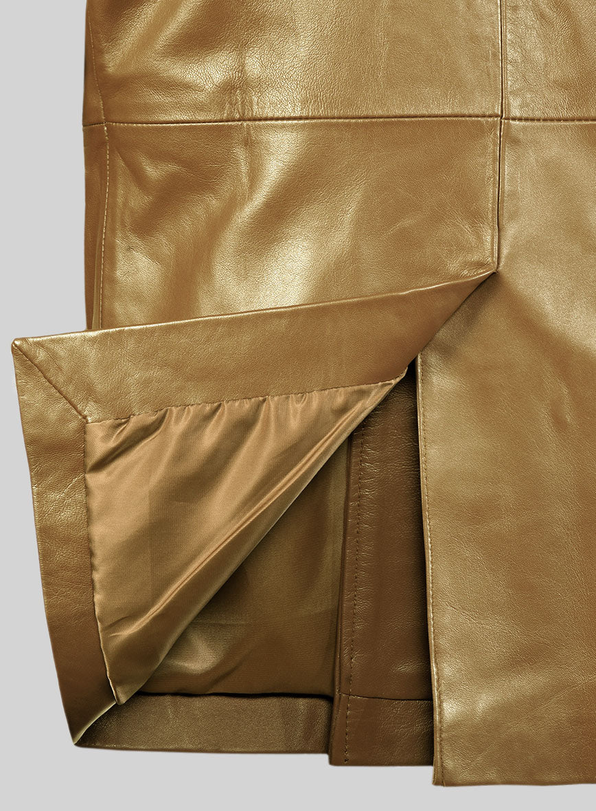 Gold Leather Pea Coat - StudioSuits