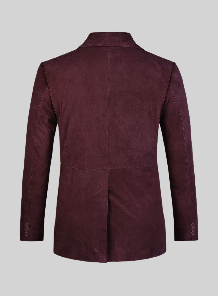 Grapevine Suede Leather Pea Coat - StudioSuits