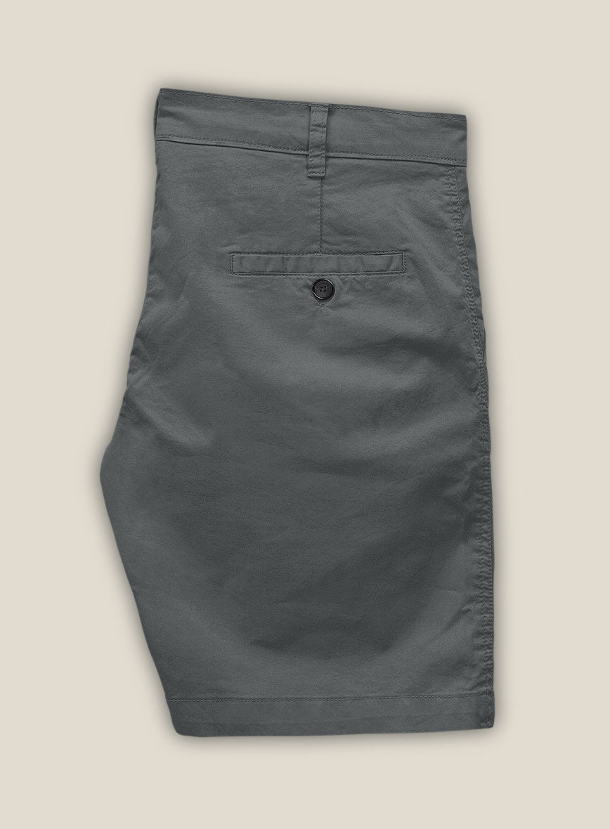 Gray Cotton Power Stretch Chino Shorts - StudioSuits