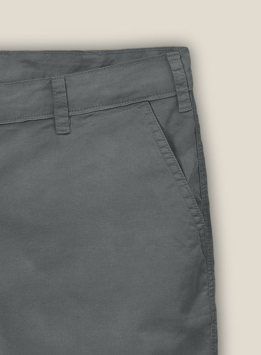 Gray Cotton Power Stretch Chino Shorts - StudioSuits