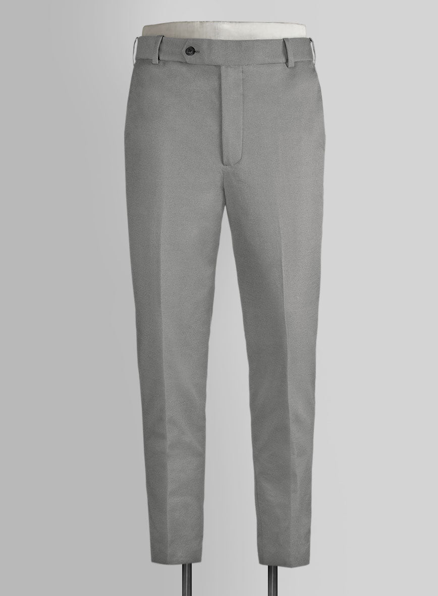 Gray Feather Cotton Canvas Stretch Pants