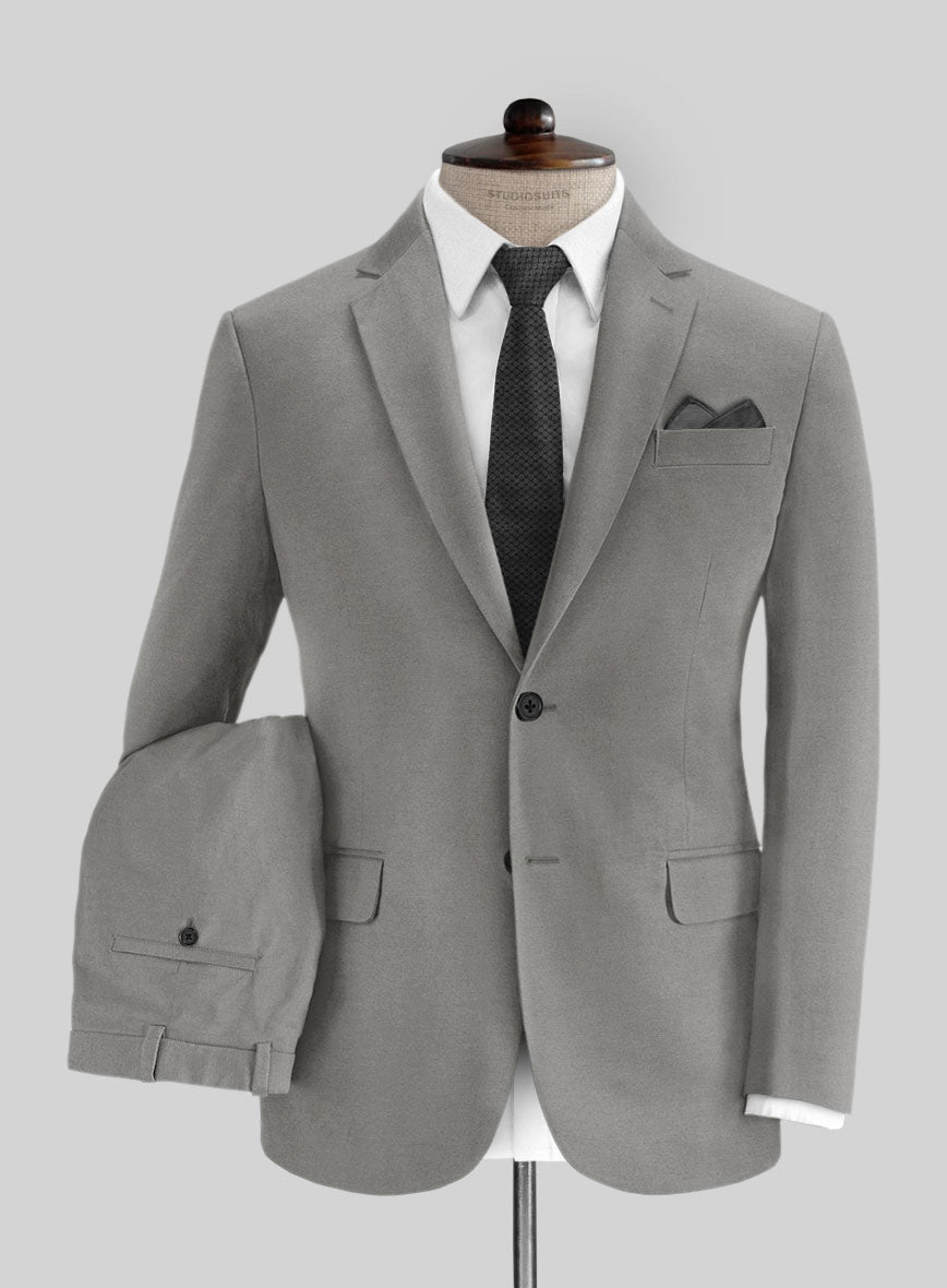 Gray Feather Cotton Canvas Stretch Suit - StudioSuits