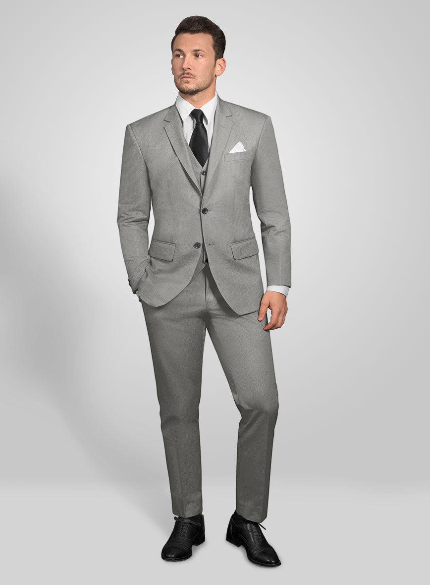 Gray Feather Cotton Canvas Stretch Suit - StudioSuits