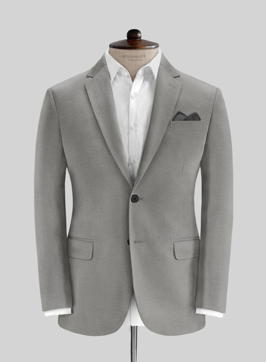 Gray Feather Cotton Canvas Stretch Suit - StudioSuits