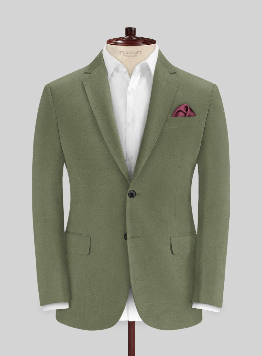 Green Feather Cotton Canvas Stretch Suit - StudioSuits